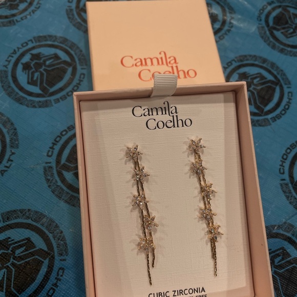 Camila Coelho Gold and Silver Cubic Zirconia Earrings - Picture 1 of 1